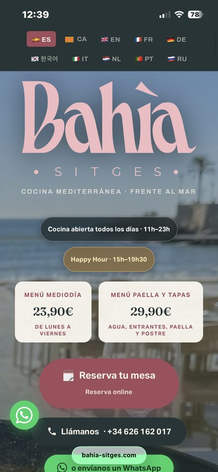 Bahía Sitges — vista móvil